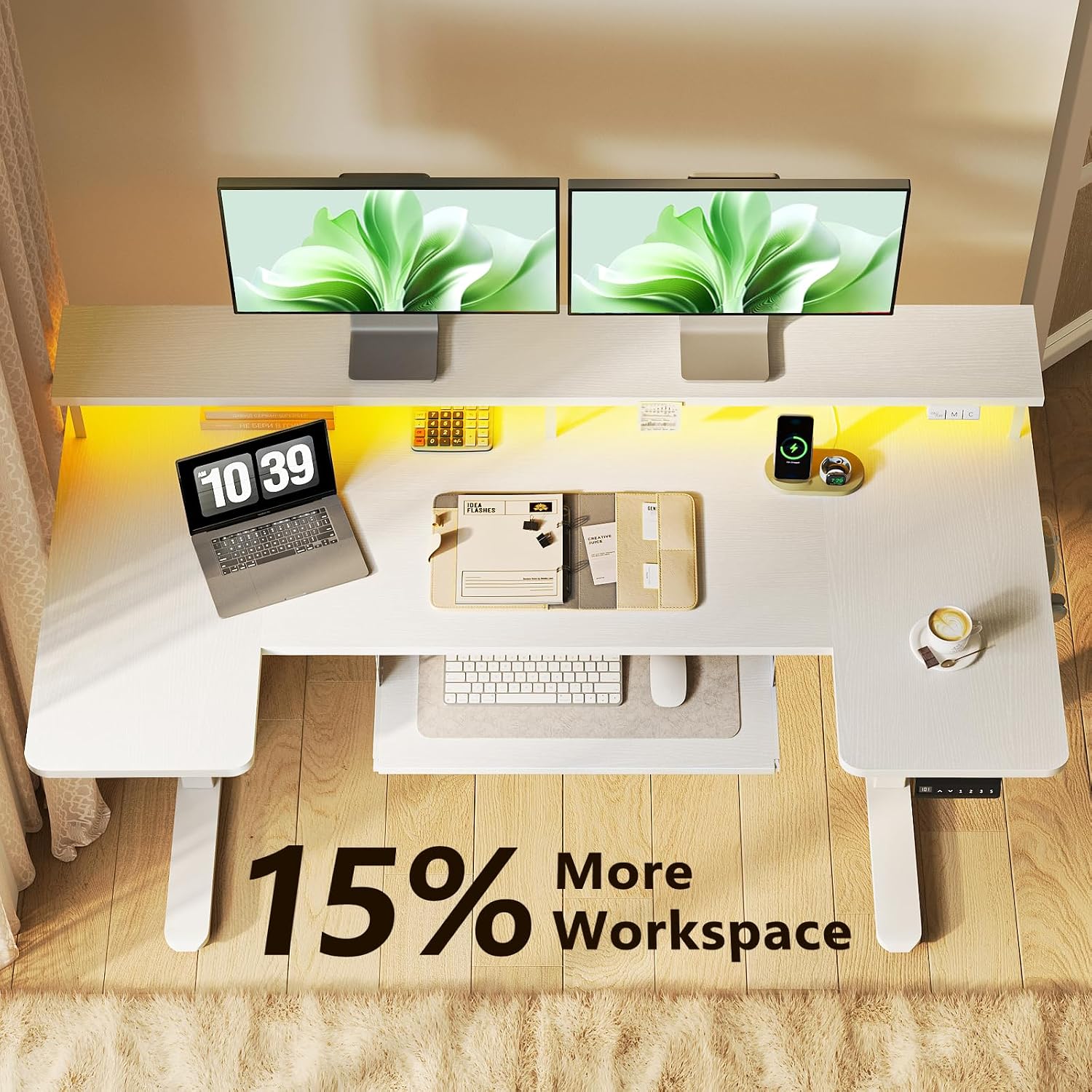 Detalle de OffiGo 1946c956-d86b-4ba1-88f5-89f81116b47a U-Shaped Standing Desk, 55-Inch