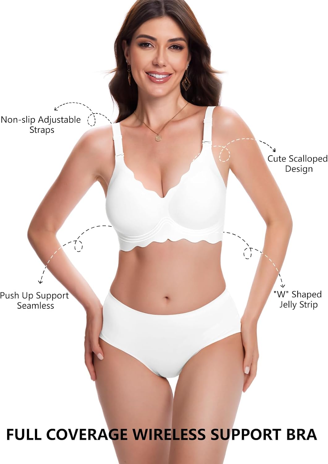 Detalle de COCOMARTS Jelly Bra for Women, Wireless Push-Up with Scalloped Edges