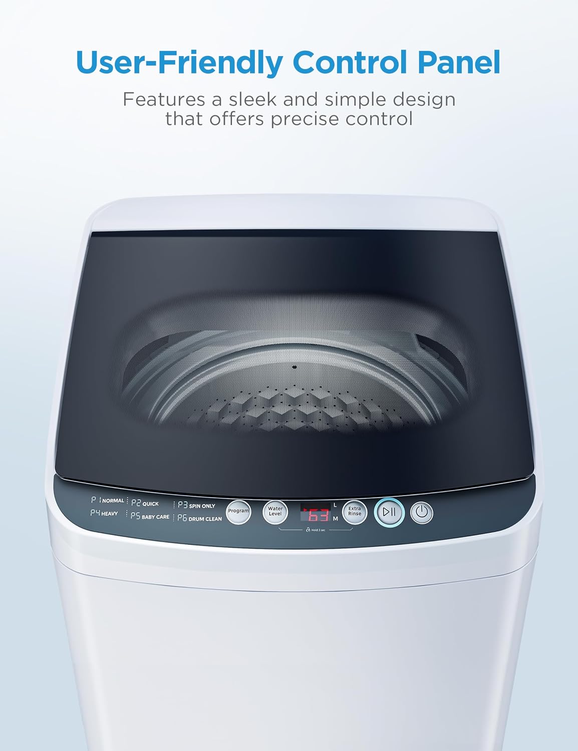 Detalle de Midea MLTW09M1BWW Portable Washing Machine, 0.9 cu. ft., Stainless Steel Tub