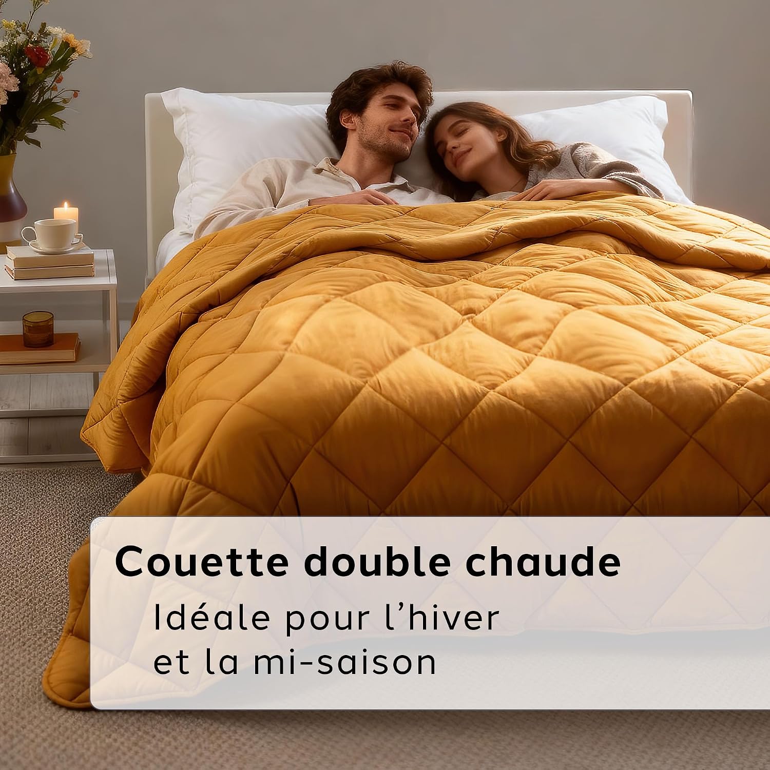 Detalle 2 de Caleffi - Couette Douce : duvet chaud et respirant, toutes saisons (170x265 cm, 220x265 cm, 260x265 cm) et lavage en machine