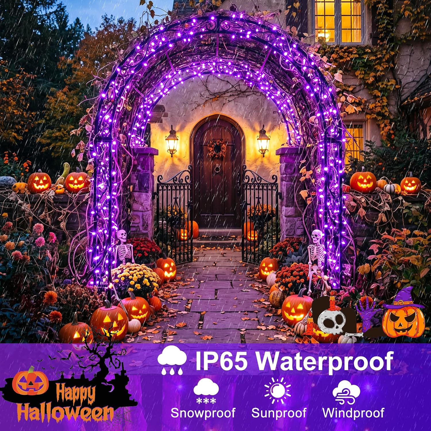 Detalle de Nielfoi Purple Halloween String Lights 100 ft