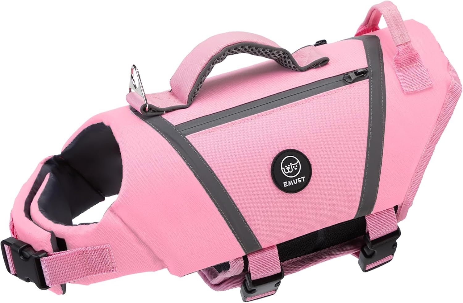 Detalle de EMUST Dog Flotation Vest – high-visibility dog life jacket with adjustable straps (SakuraPink, L)