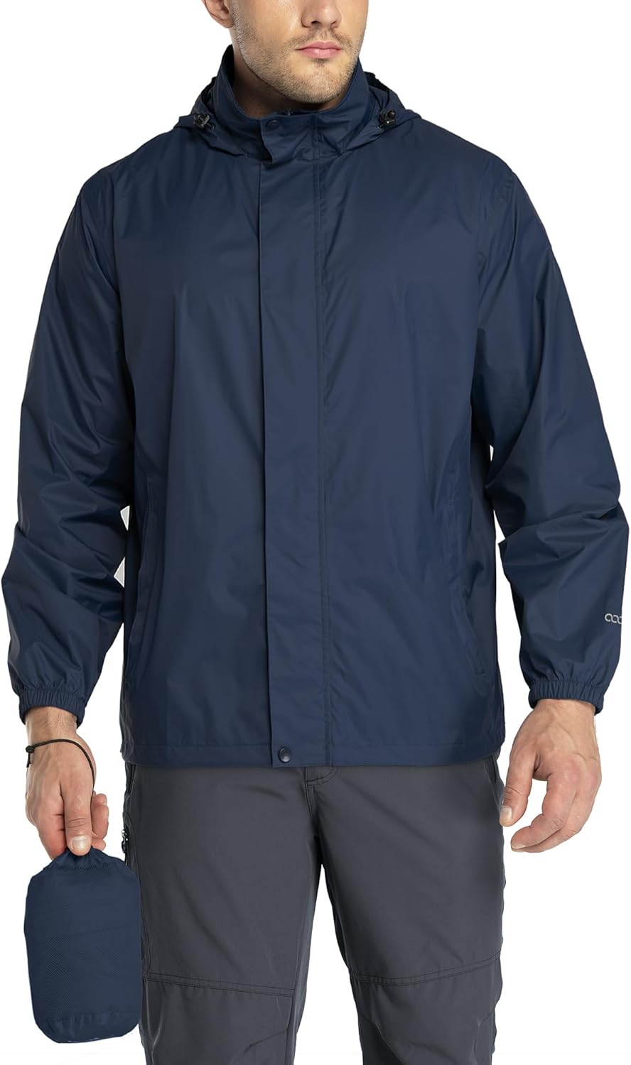 Detalle de 33,000ft Regenjacke Herren – Leicht, Wasserdicht und Packbar mit Kapuze