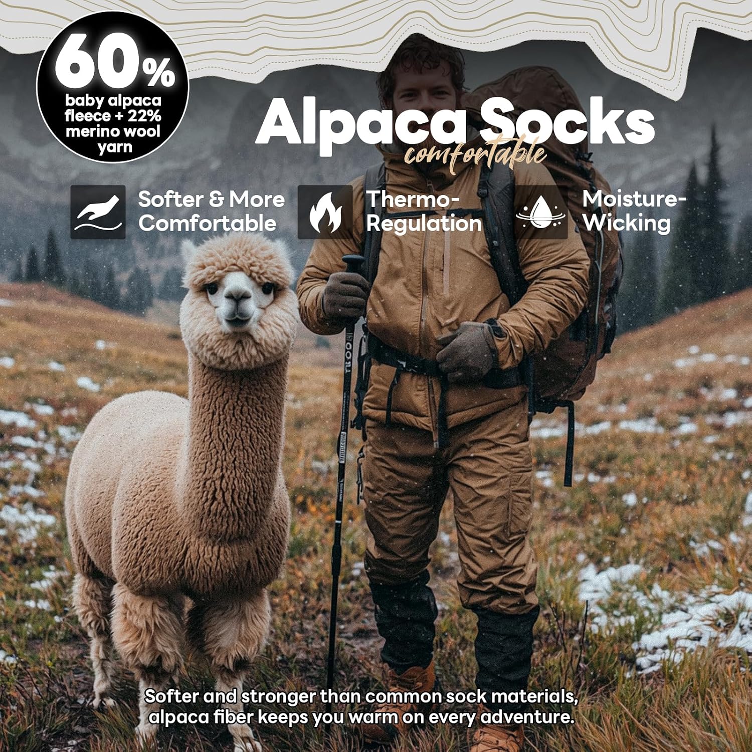 Detalle de Heat Equation Alpaca Socks, 60% Baby Alpaca