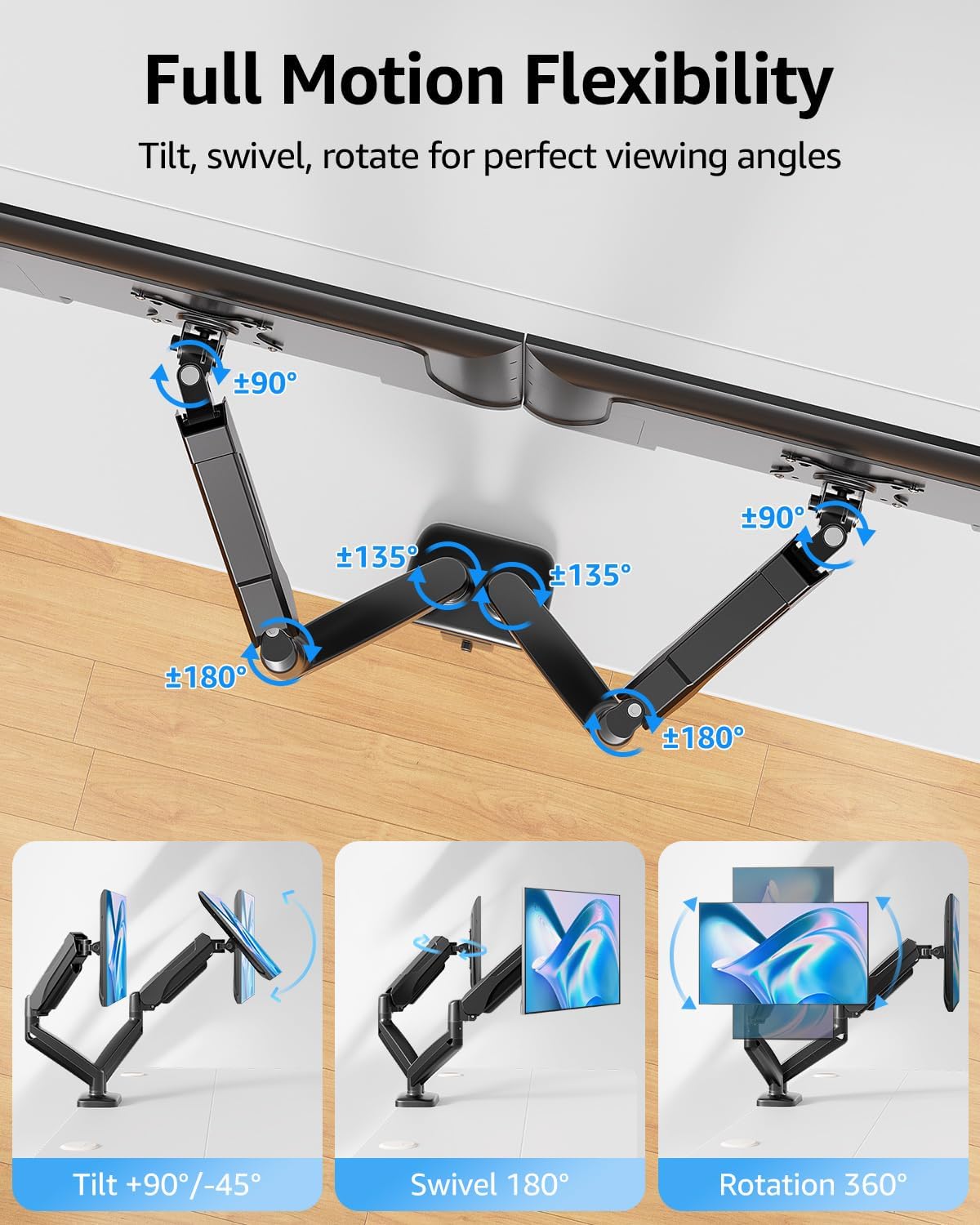 Detalle de MOUNTUP Dual Monitor Stand for 32-Inch Screens
