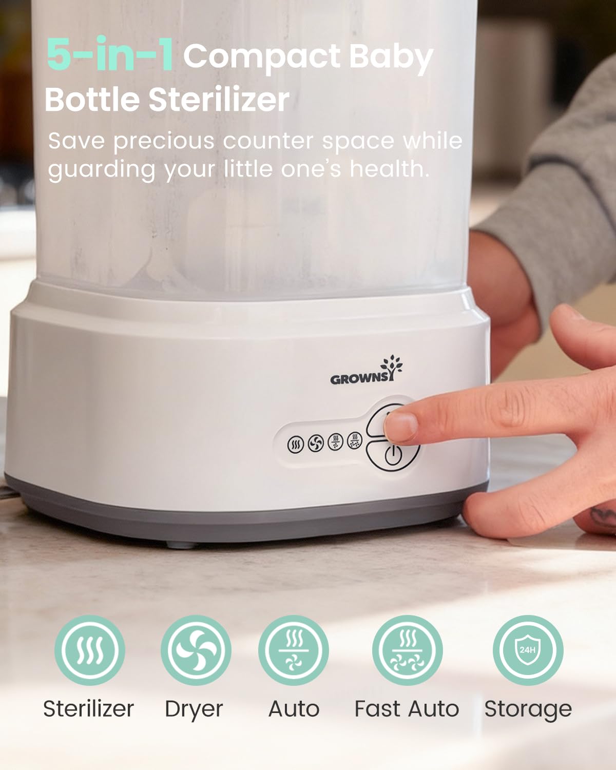 Detalle 2 de GROWNSY Bottle Sterilizer and Dryer compact steam sterilizer