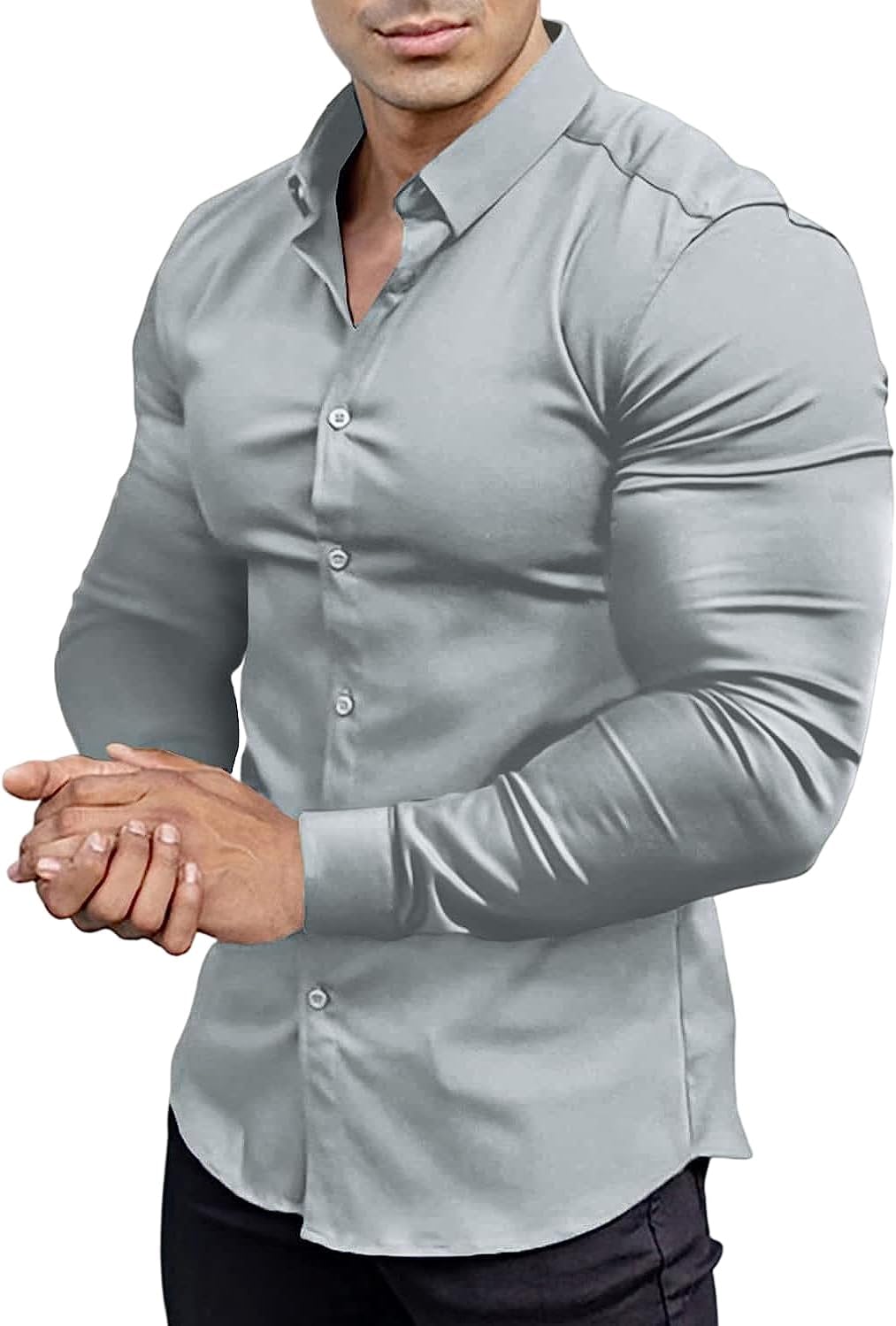 Thumbnail 5 de EOUOSS Men's Muscle Fit Dress Shirt