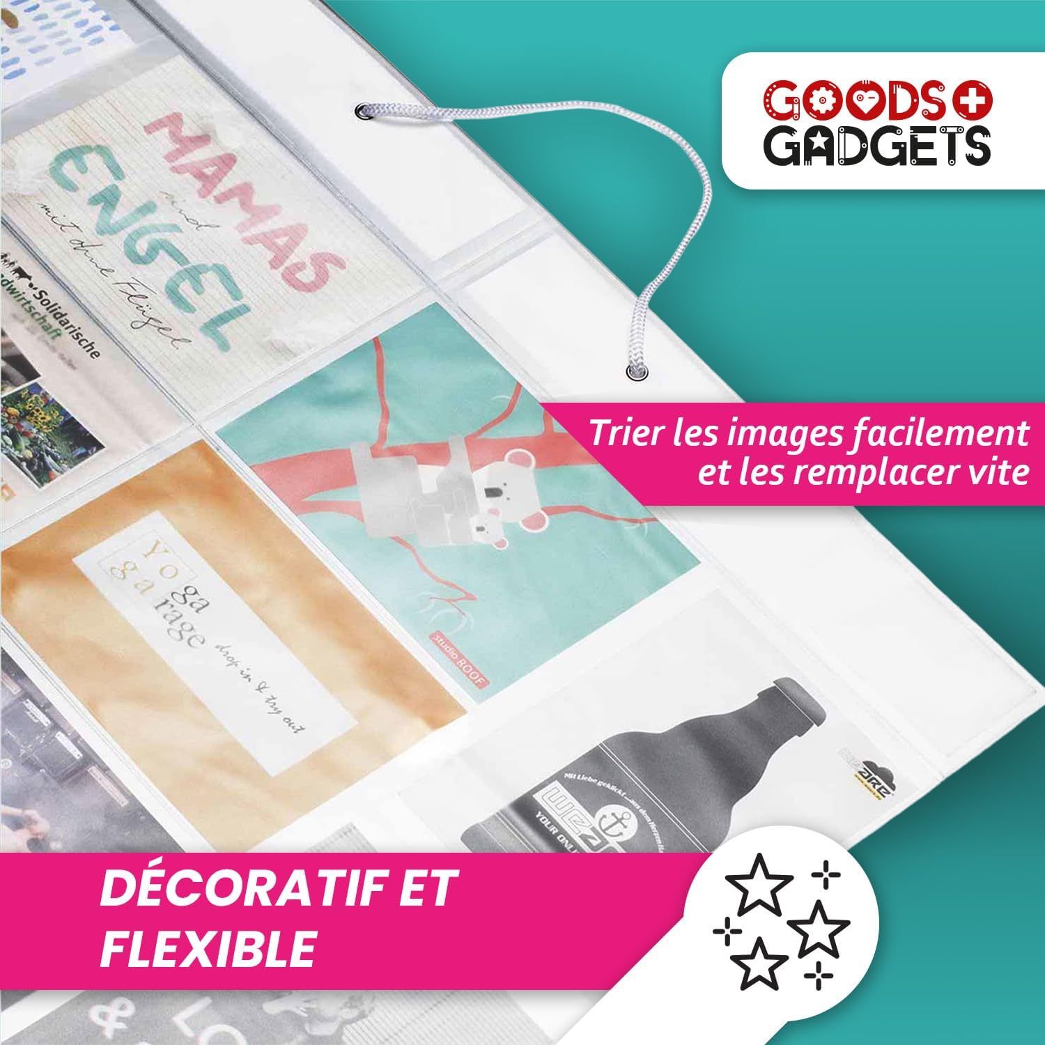 Detalle de Goods+Gadgets Rideau Photo XXL avec 40 poches — Galerie photo murale XXL 55 x 150 cm