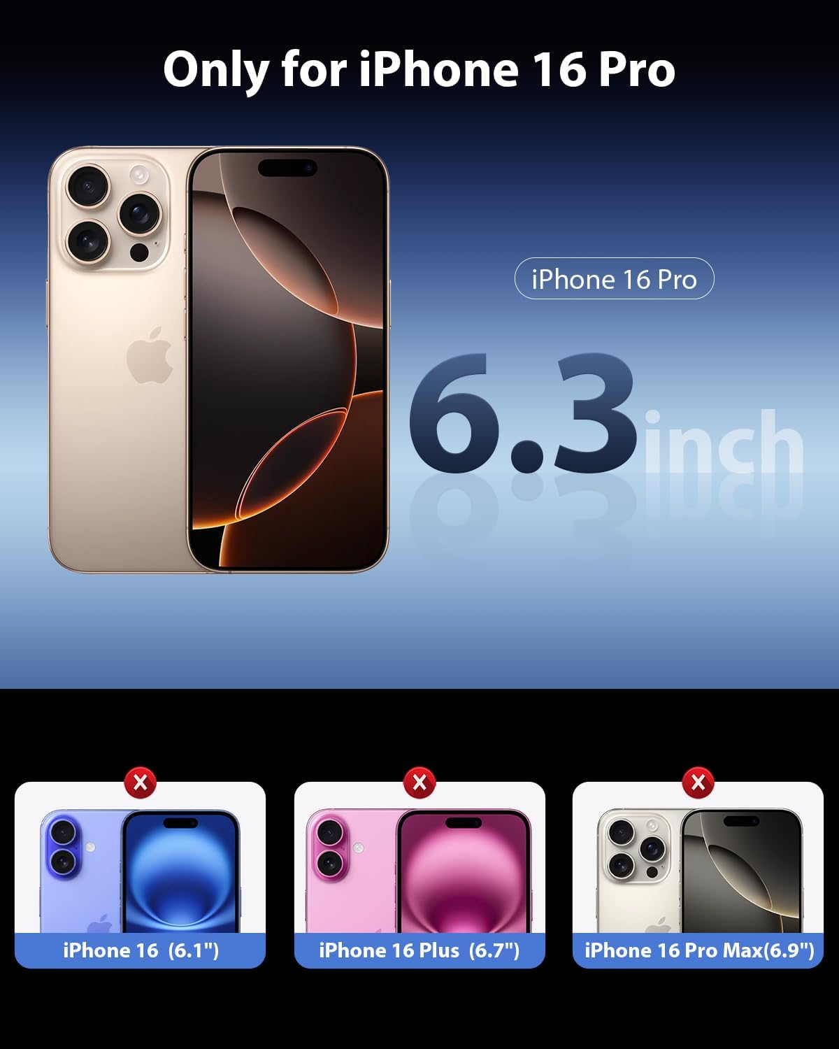 Detalle 2 de Mkeke Screen Protector for iPhone 16 Pro 6.3 inch