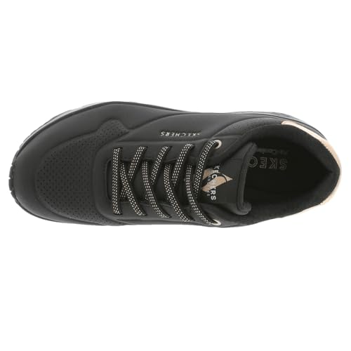 Detalle de Skechers Mujer Uno Shimmer Away Trainers en Black Durabuck con detalles Rose Gold (EU 38)
