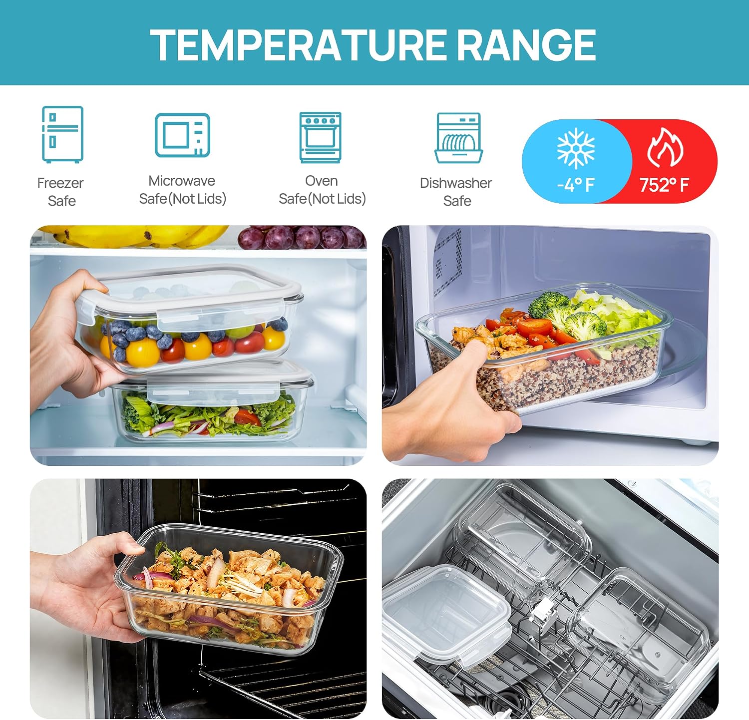 Thumbnail 6 de Vtopmart Glass Food Storage Containers, 1500 mL