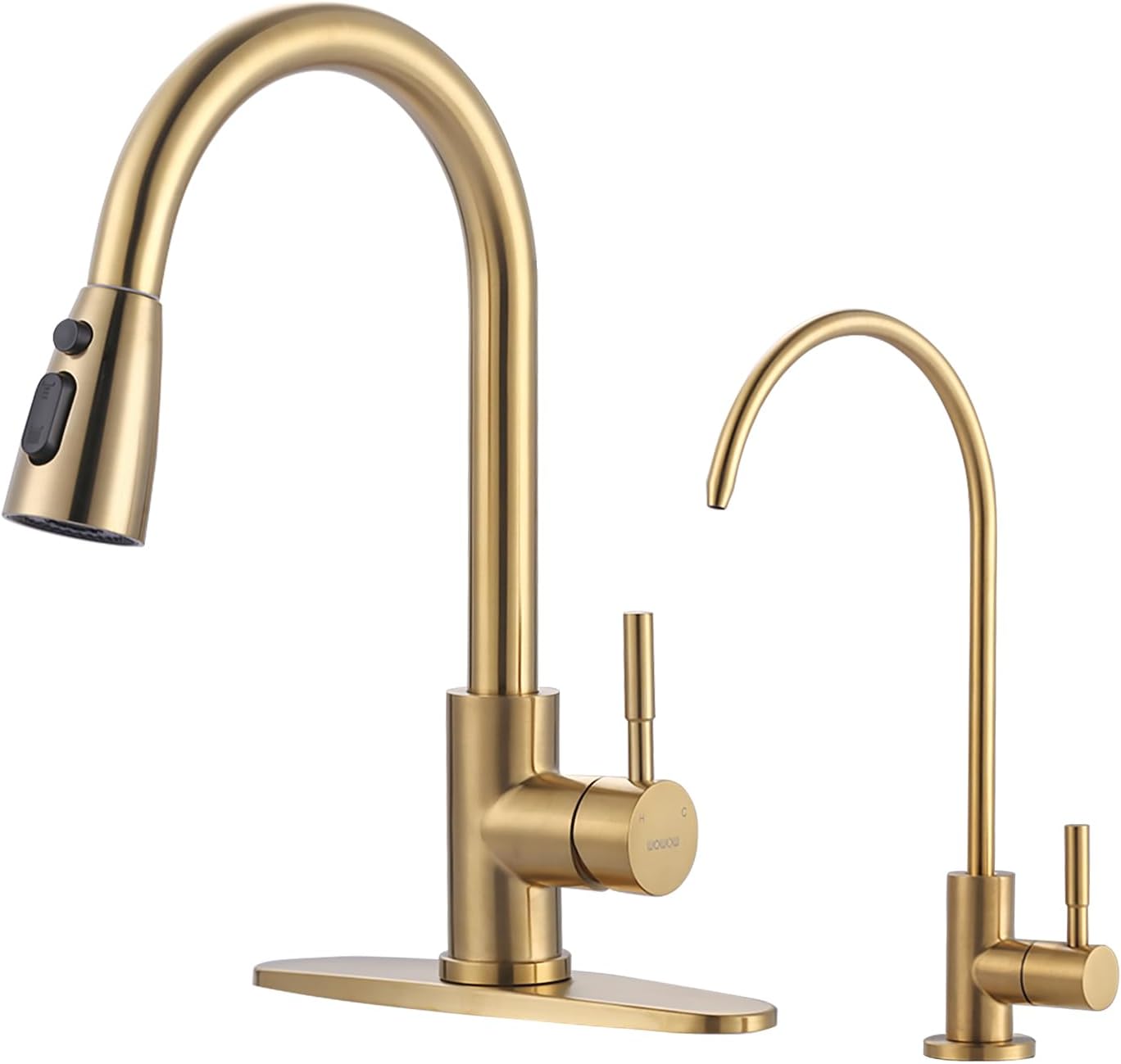 Detalle de WOWOW 2310301G-L Kitchen Faucet Combo, Brushed Gold, Pull-Down Sprayer