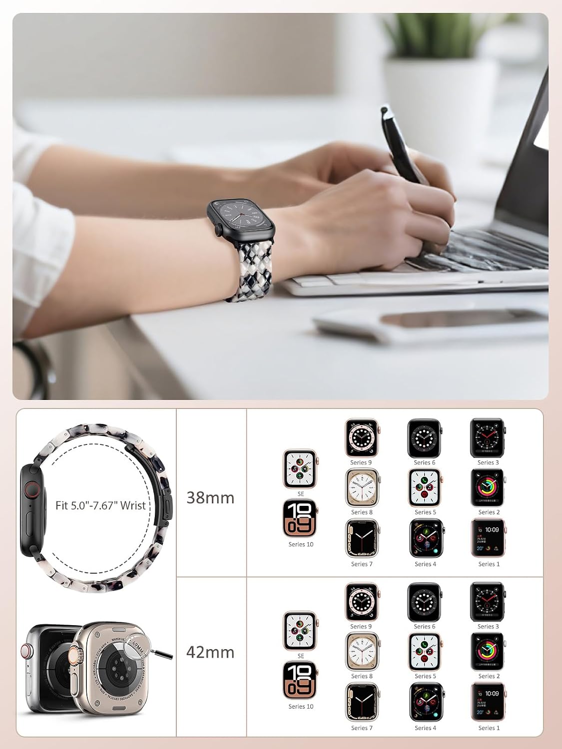 Detalle de V.R.HOPE resin watch strap 44mm