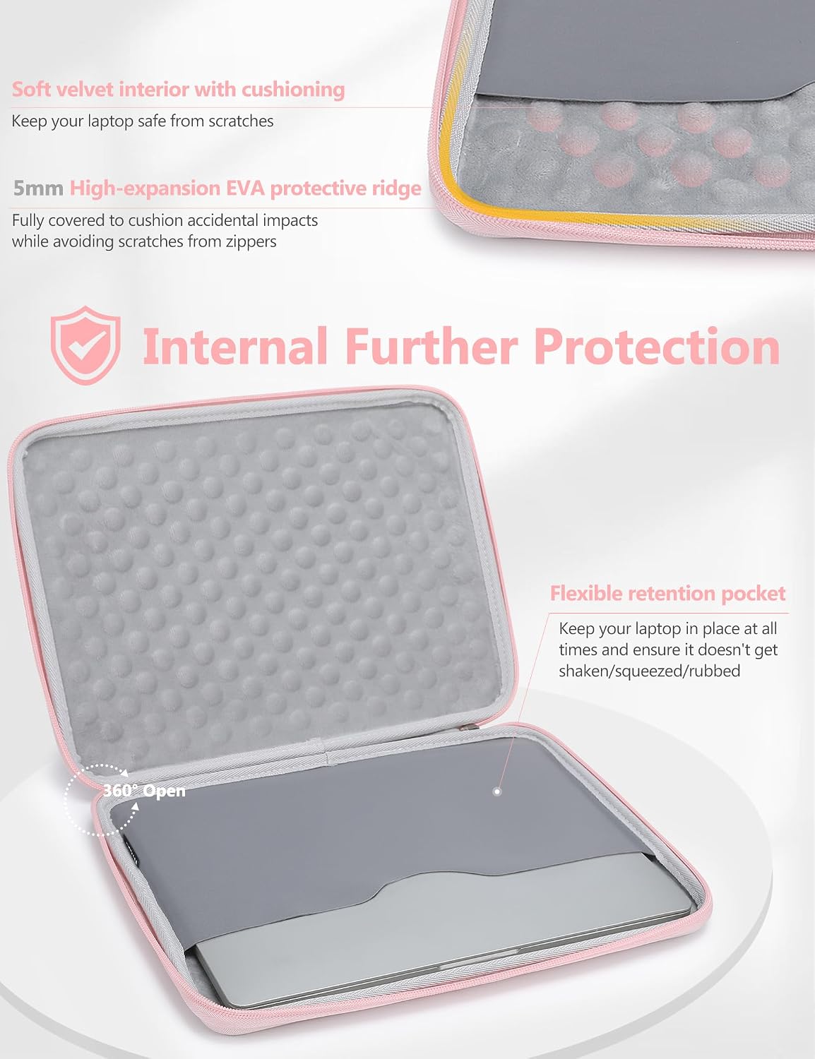 Detalle de HYZUO 17-17.3 Inch Hard Shell Laptop Sleeve Case (Pale Pink) for 17" Laptops