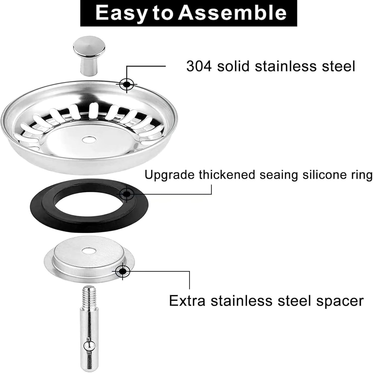 Thumbnail 4 de 2 Pack Stainless Steel Sink Strainer 80mm