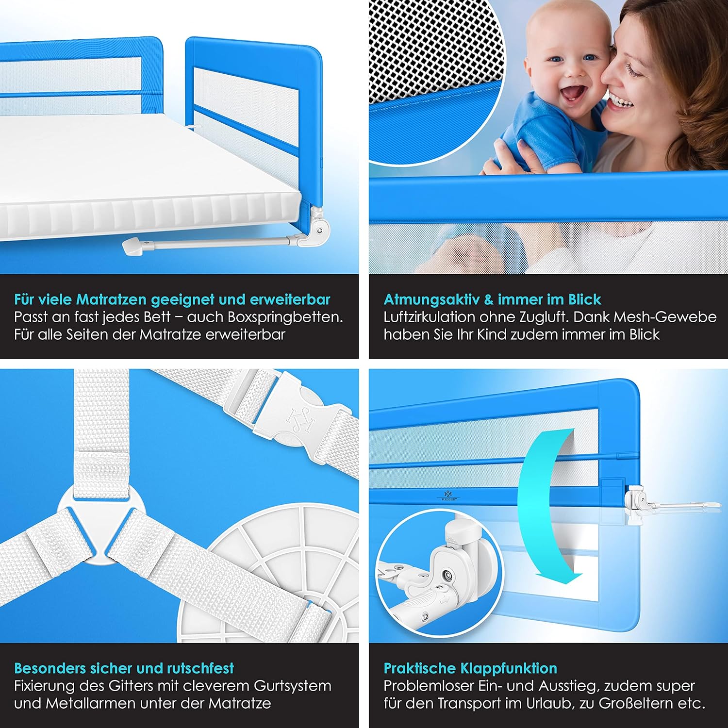 Thumbnail 2 de KESSER® Bettgitter 180 cm (42 cm hoch) – klappbares Kinderbettgitter für sicheren Rausfallschutz
