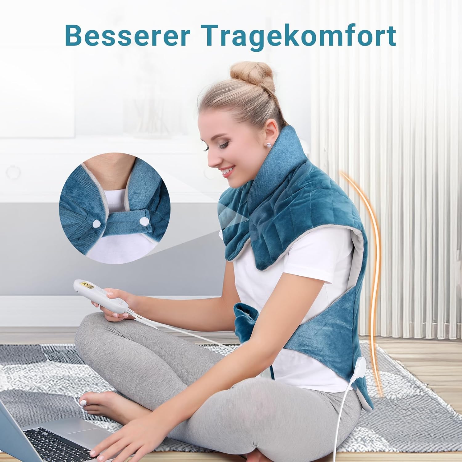 Detalle de Comfytemp gewichtetes Heizkissen für Rücken, Schulter und Nacken mit 9 Wärmestufen & Abschaltautomatik