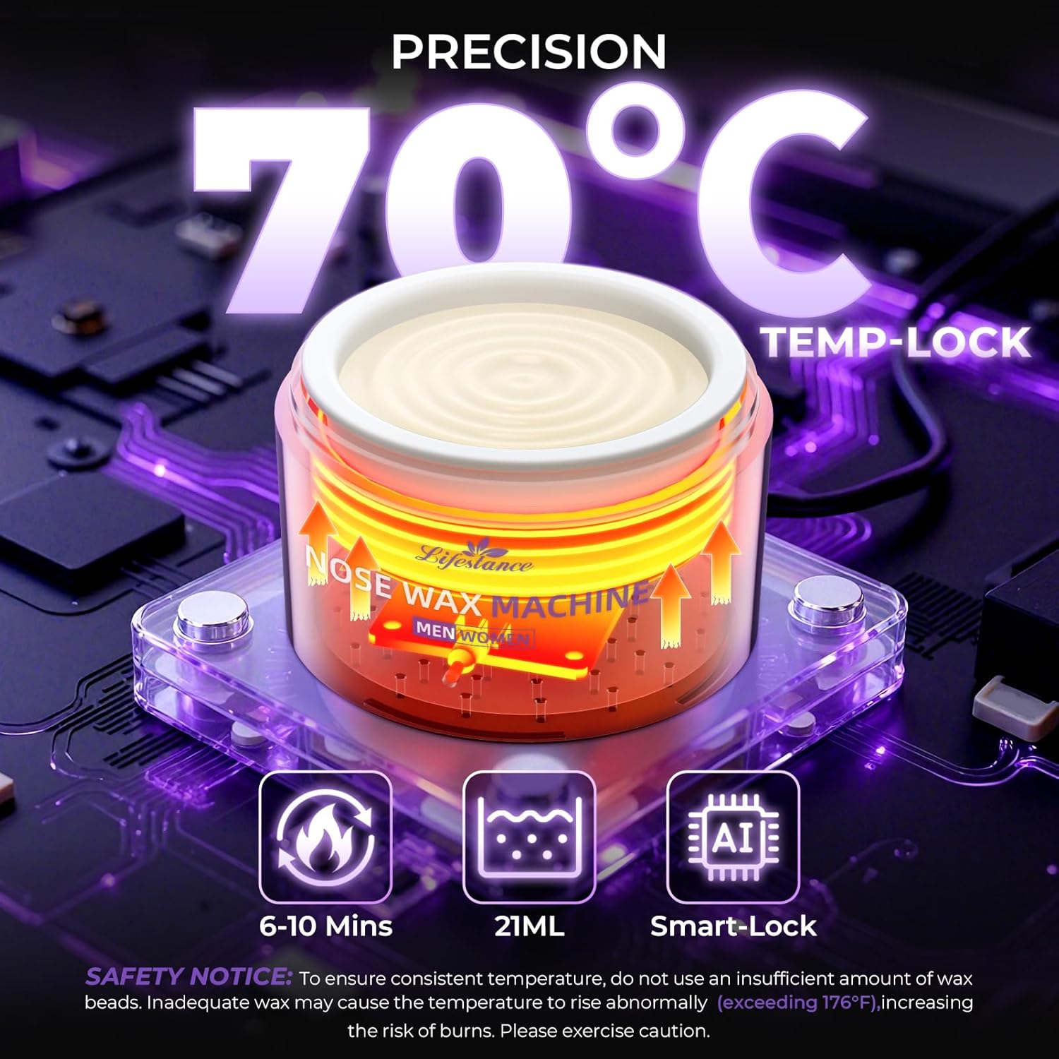 Thumbnail 1 de Lifestance Kit Cire Nez Homme : chauffe-cire USB portable jusqu’à 70°C + épilateur nez à cire