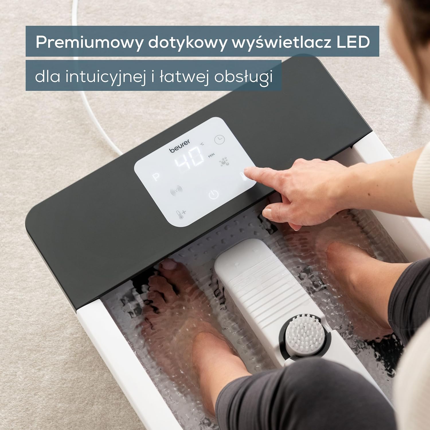 Detalle de Beurer FB 60 – wanna do stóp z masażem bąbelkowym i wibracyjnym, grzaniem do 48°C