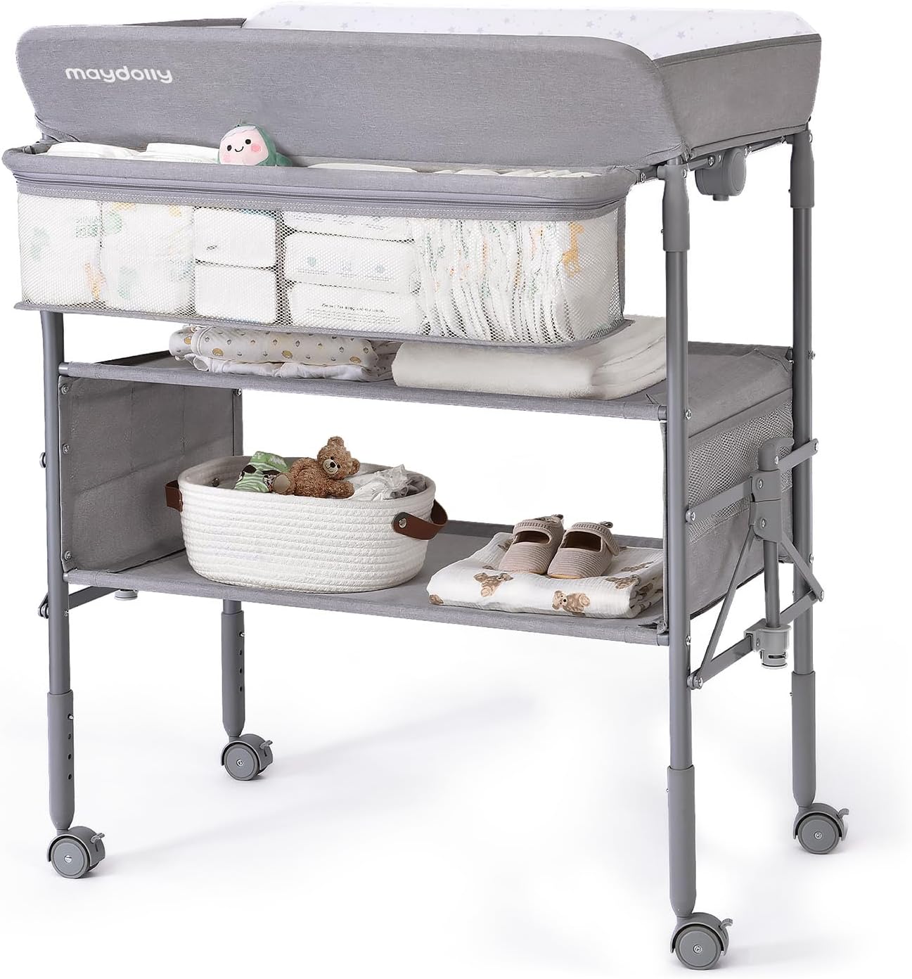 Detalle de Maydolly 248 Baby Changing Table, Adjustable Height, Waterproof Foldable Design