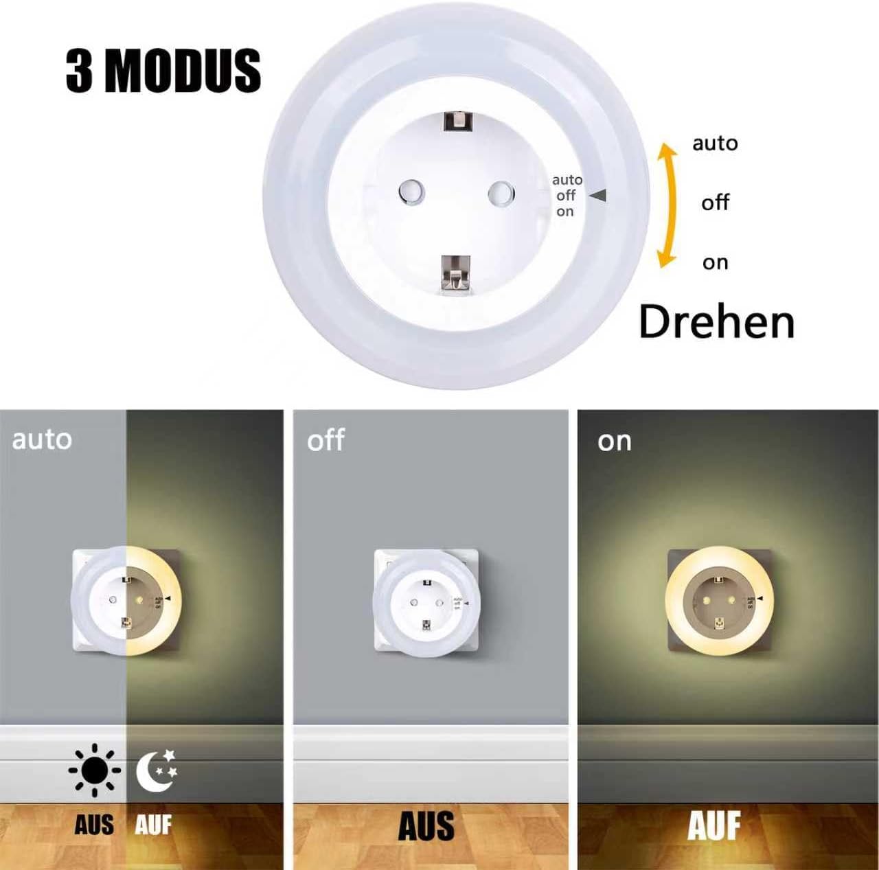 Detalle 2 de emotionlite Nachtlicht Steckdose 2700K mit Dämmerungssensor