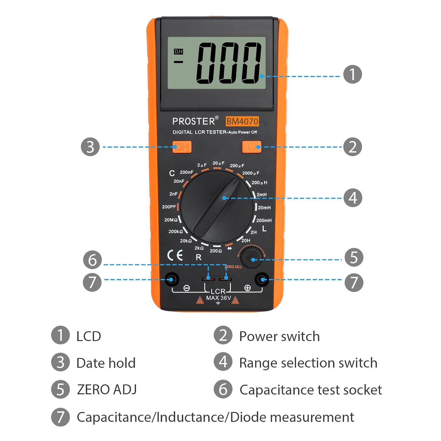 Detalle 2 de Proster TOPPST077 LCR Meter for Capacitance, Inductance and Resistance