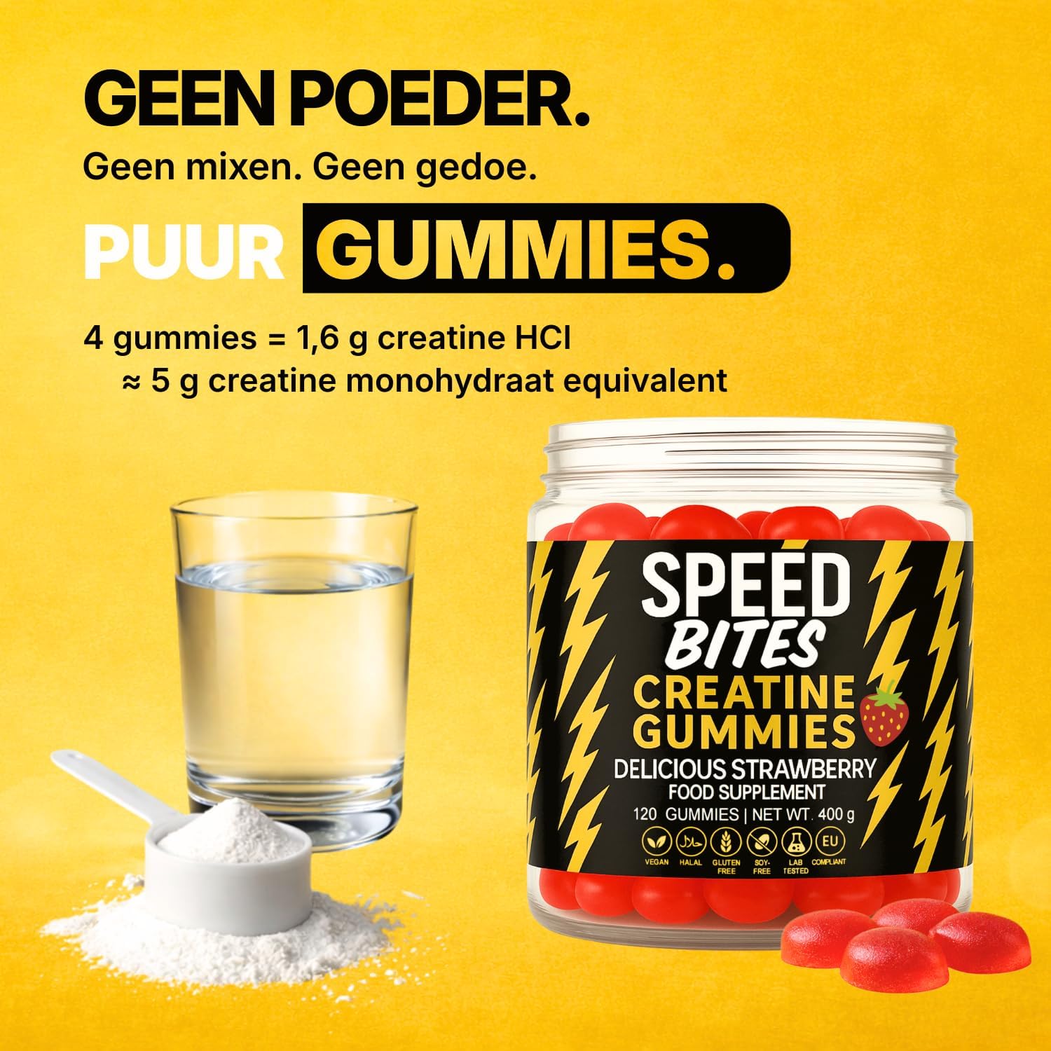 Thumbnail 3 de Speed Bites SBHClRED120 creatinegummies, suikervrij en vegan