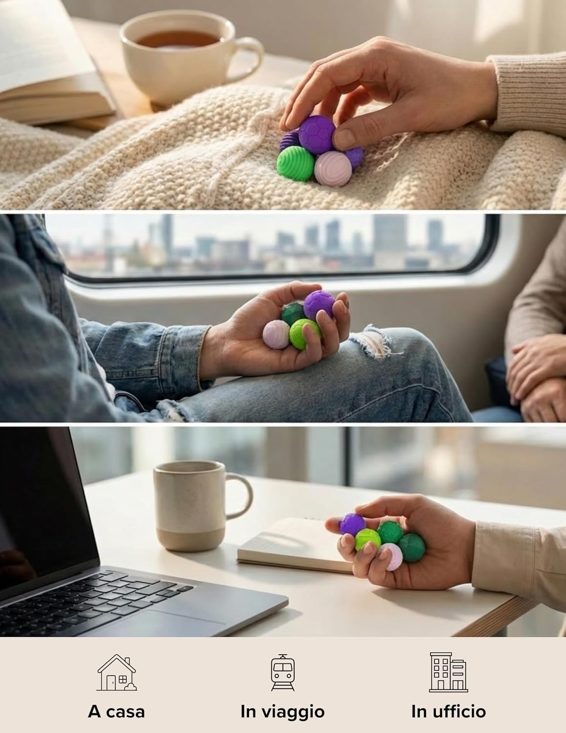Detalle 2 de Magnetic Fidget Toys - Giocattolo antistress con sfere magnetiche (Verde-Viola) | Focus Dots