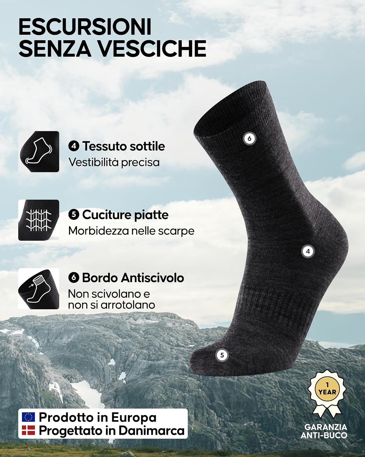 Detalle de Calzini merino anti vesciche 2 paia