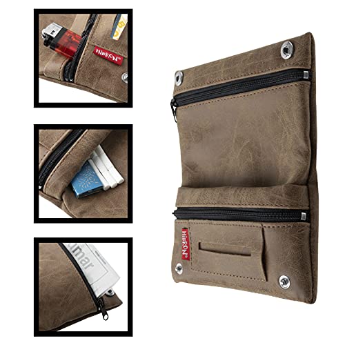 Detalle 2 de HIBRON Porta tabacco Borsello in vera pelle (58105 Marrone) – porta tabacco elegante e funzionale