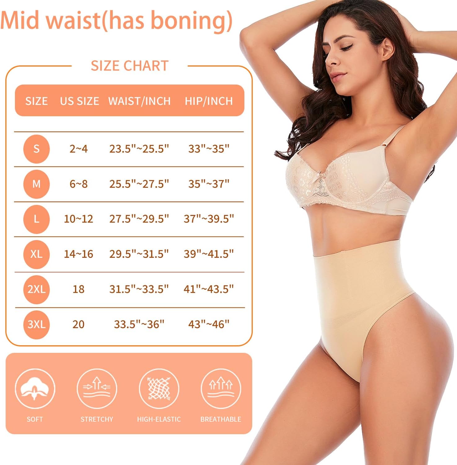 Thumbnail 5 de Werena Tummy Control Thong Shapewear for Women — Seamless Light-Compression Body Shaper