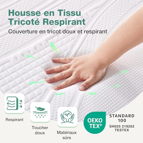 Thumbnail 2 de Novilla Surmatelas 140x190x7,5 cm – Mousse mémoire gel et housse lavable