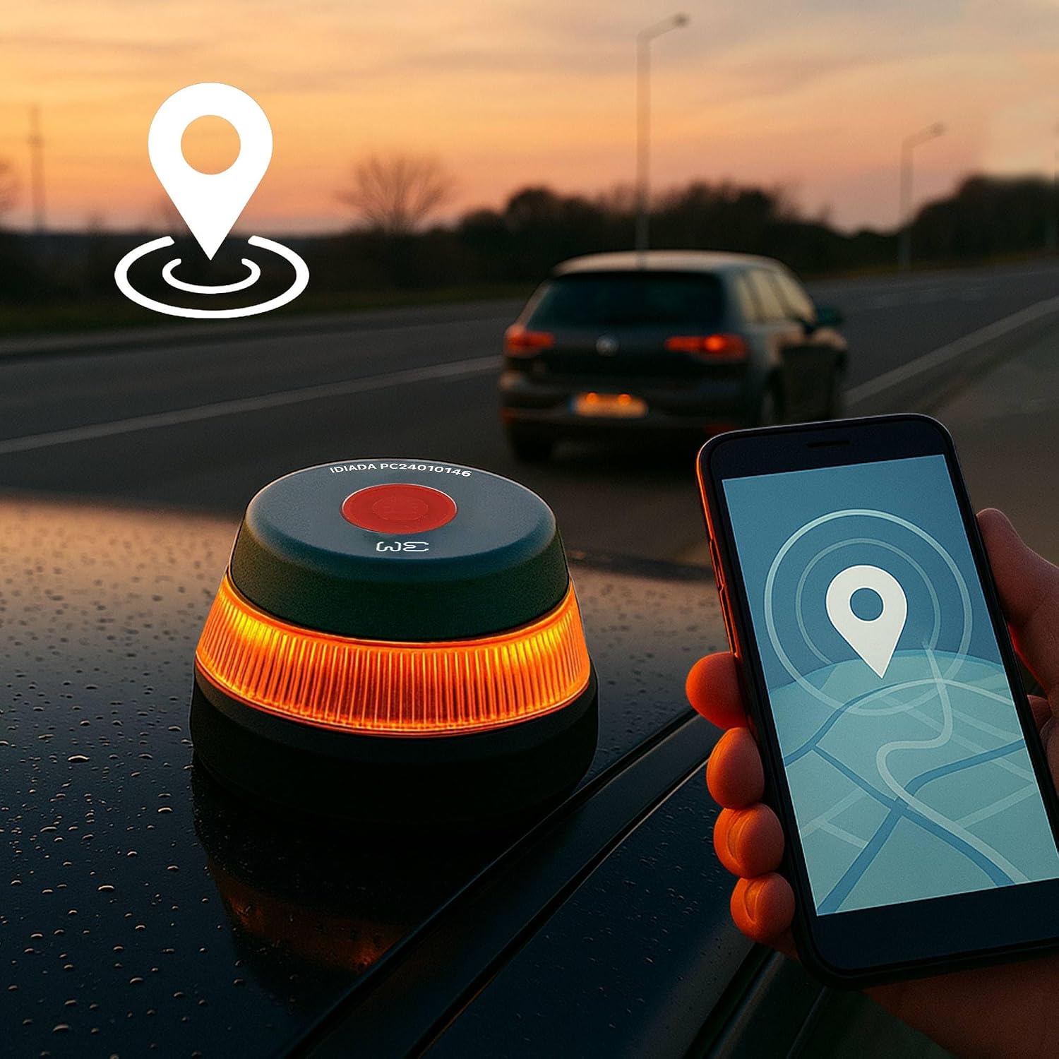 Detalle 2 de WE V16 DGT 3.0 – połączona lampa awaryjna z geolokalizacją i magnesem