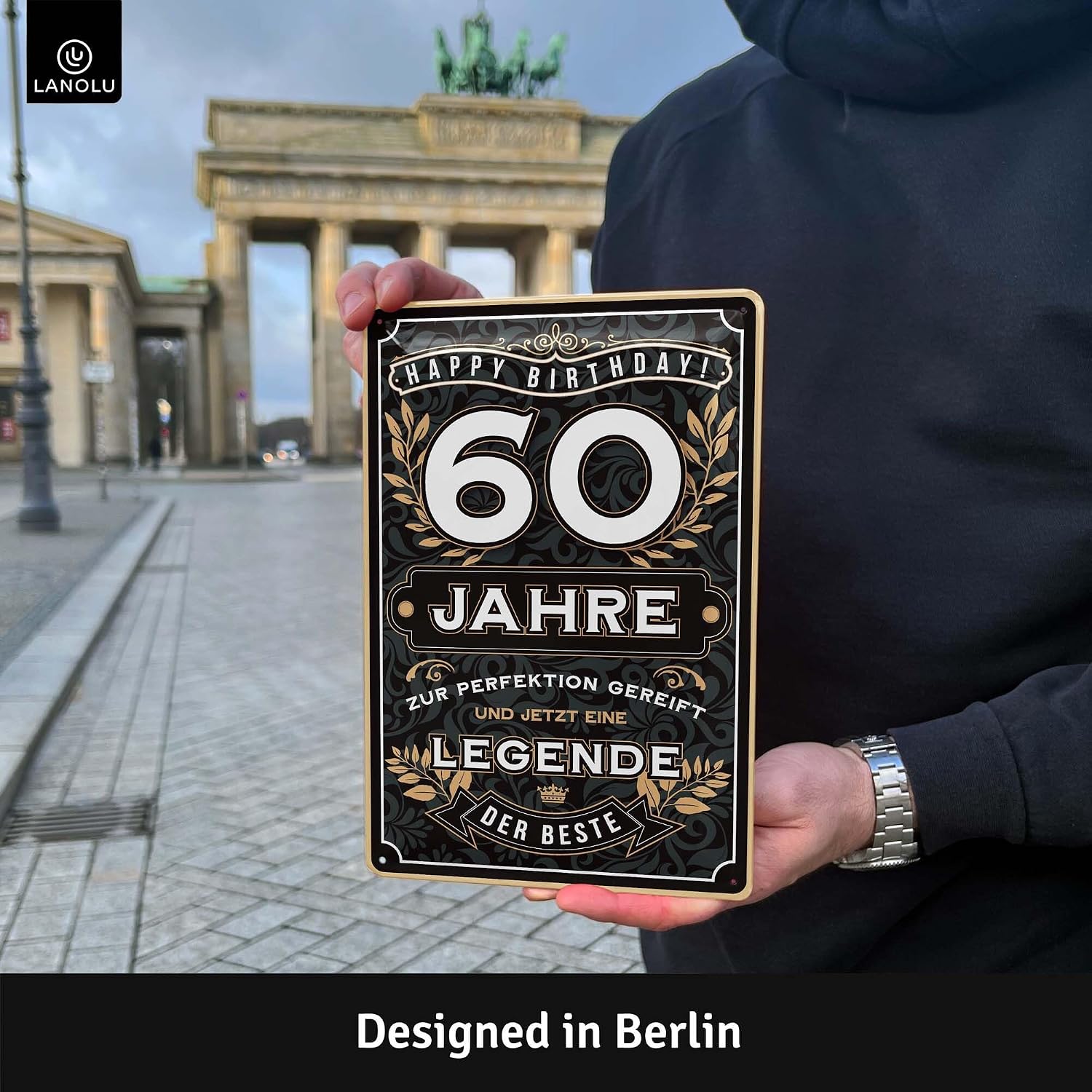 Detalle de LANOLU Blechschild „60 Jahre Legende“ – Deko zum 60. Geburtstag, 20 x 30 cm