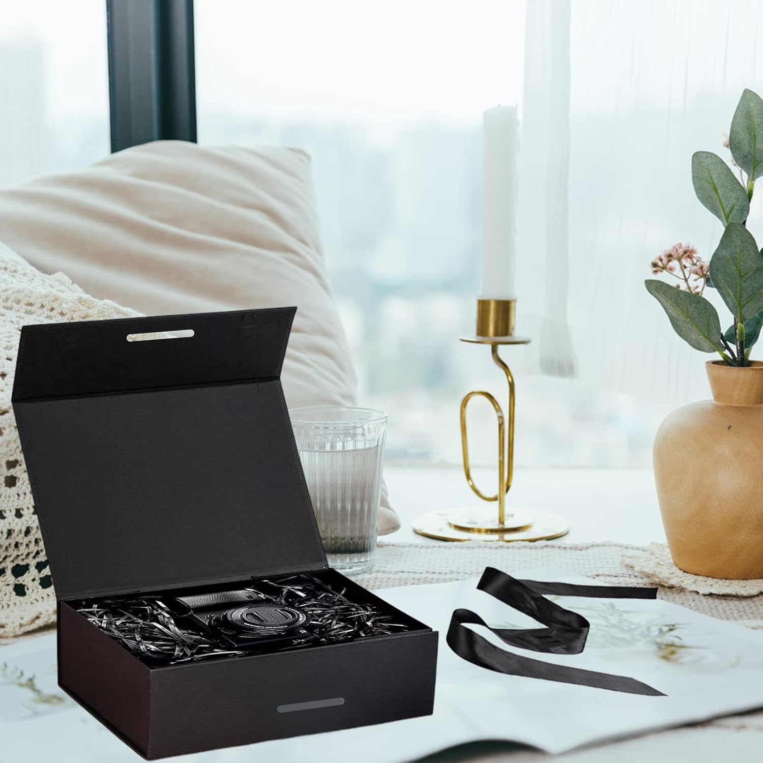 Thumbnail 5 de DAWNTREES Gift Box with Lid (26x19x8 cm) – Reusable, Magnetic Closure, Ribbon