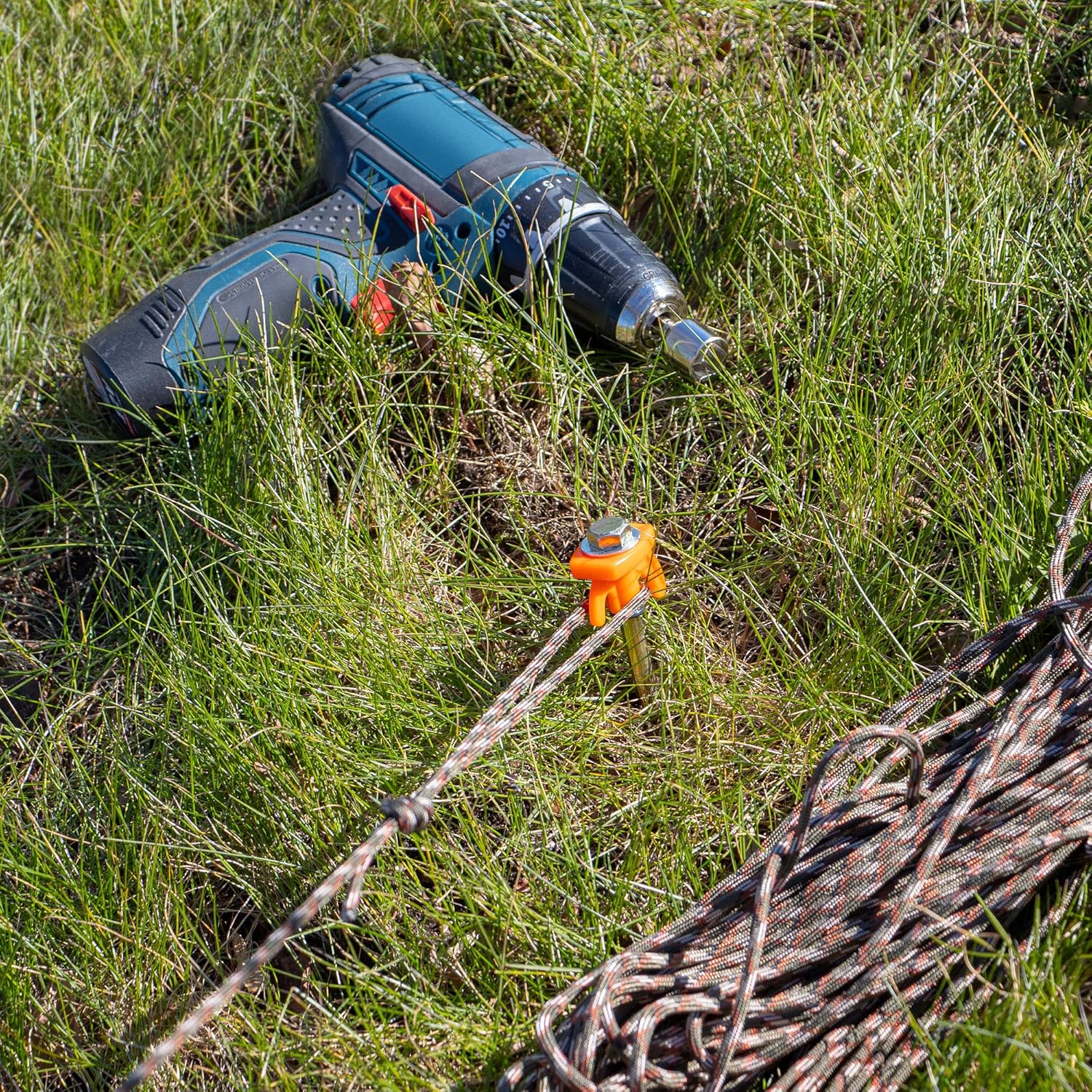 Thumbnail 3 de com-four® 24x Zeltheringe aus robustem Stahl – 20,5 cm Felsboden-Erdnägel mit Gewinde & Seil-Halterung