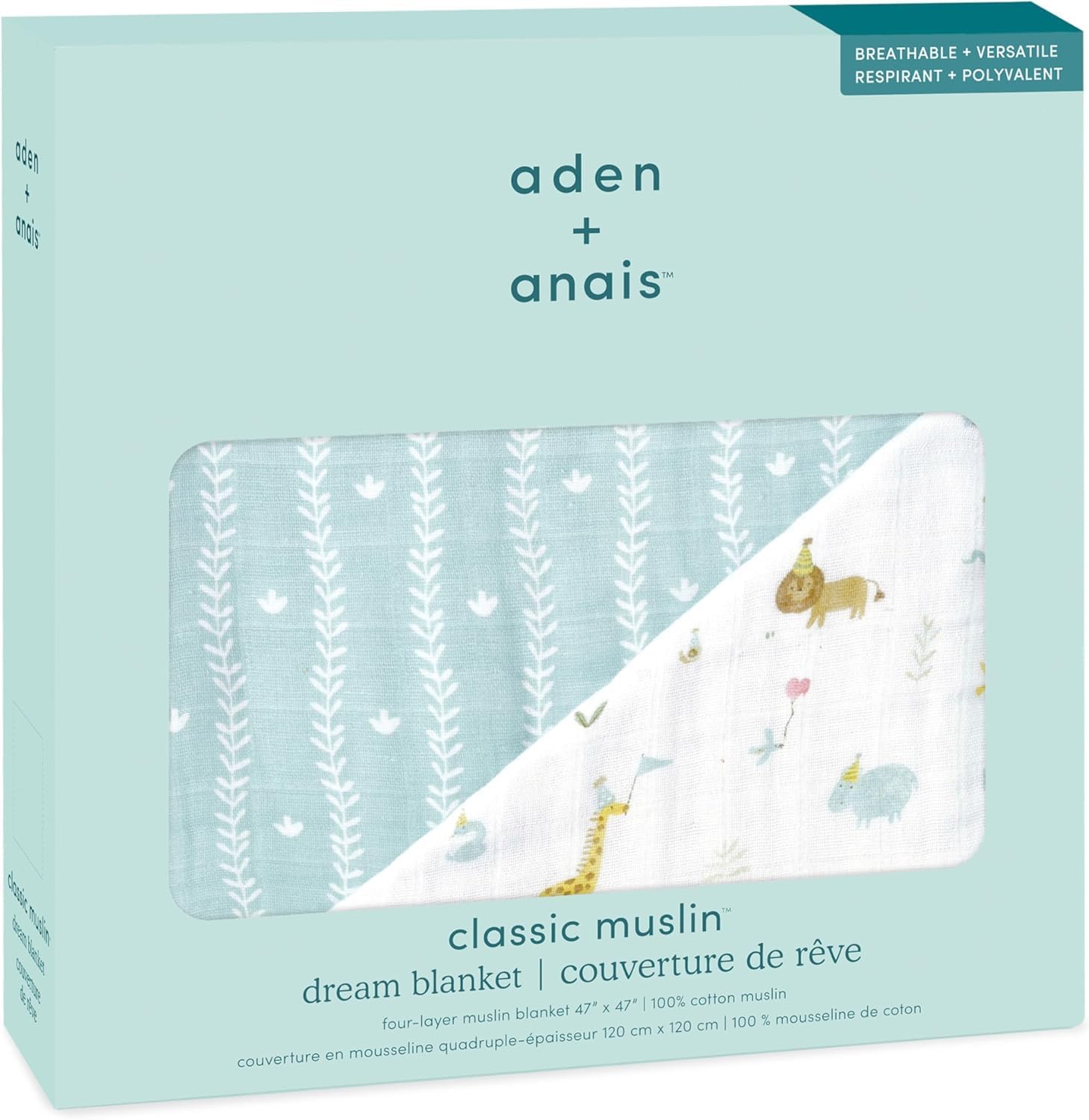 Detalle de aden + anais BLADABADBC10029 ベビーブランケット year of the snake 綿100%・4層ガーゼ・約120cm角
