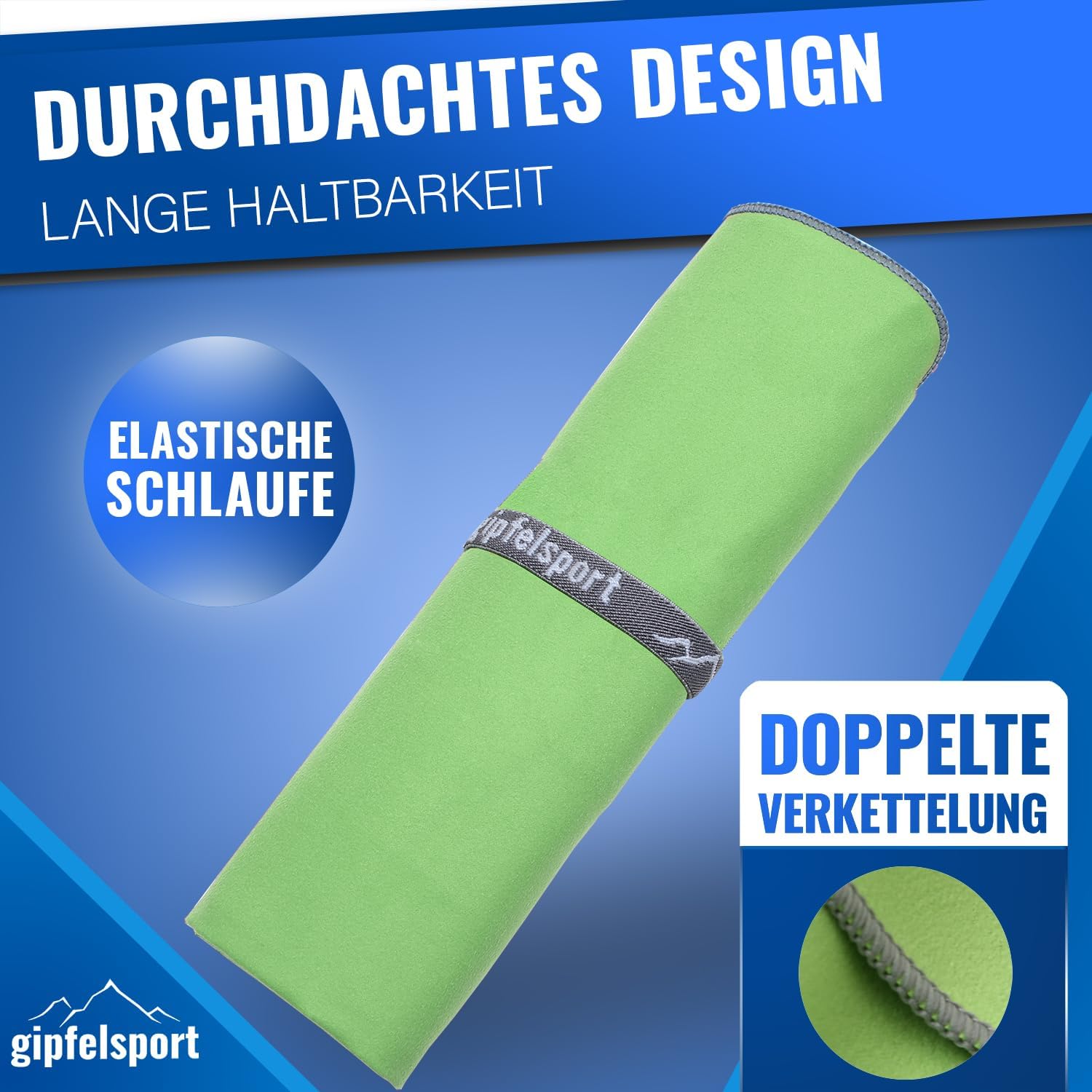 Thumbnail 6 de Gipfelsport Mikrofaser Handtuch Set – XL 180x80 cm, Grün, für Sauna, Fitness & Strand