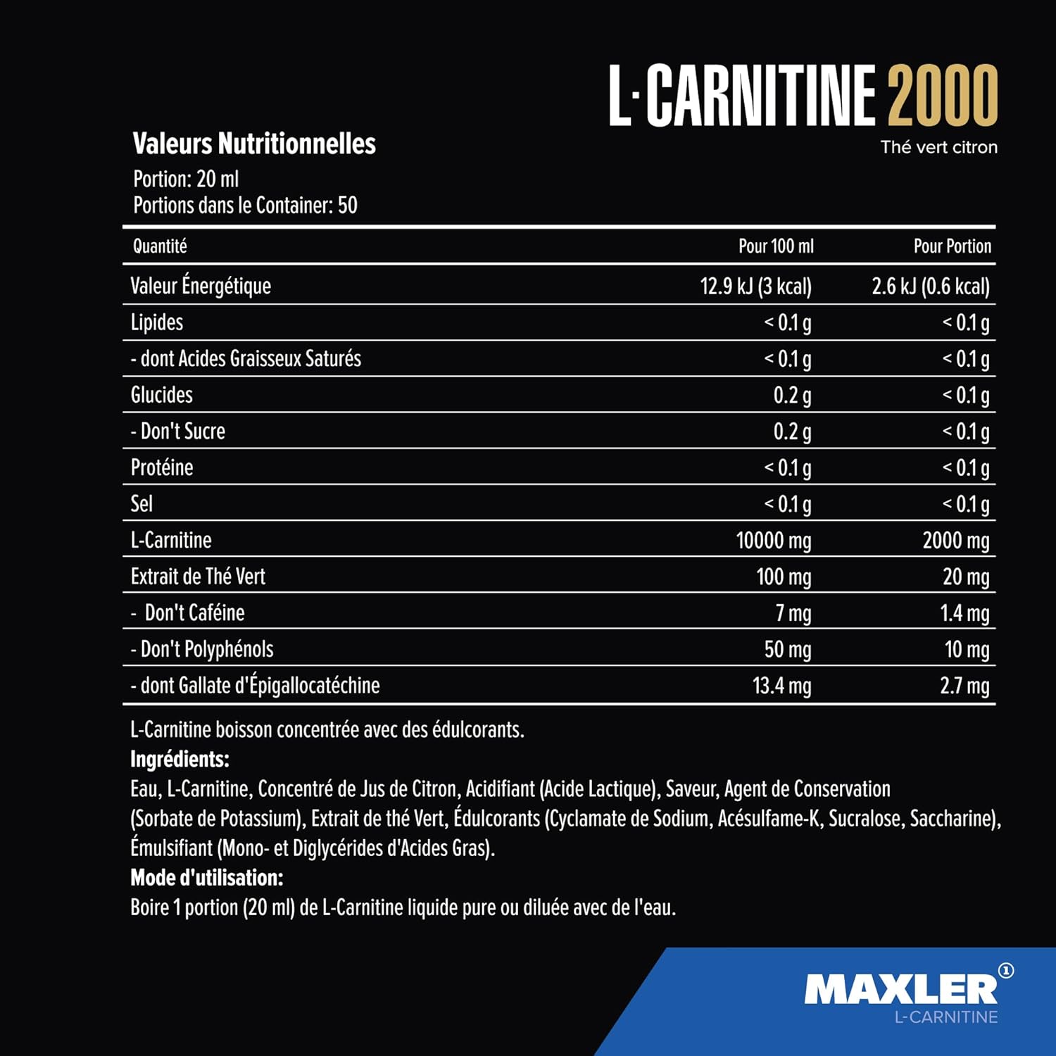Thumbnail 4 de Maxler L Carnitin Liquid 2000 mg 🍋