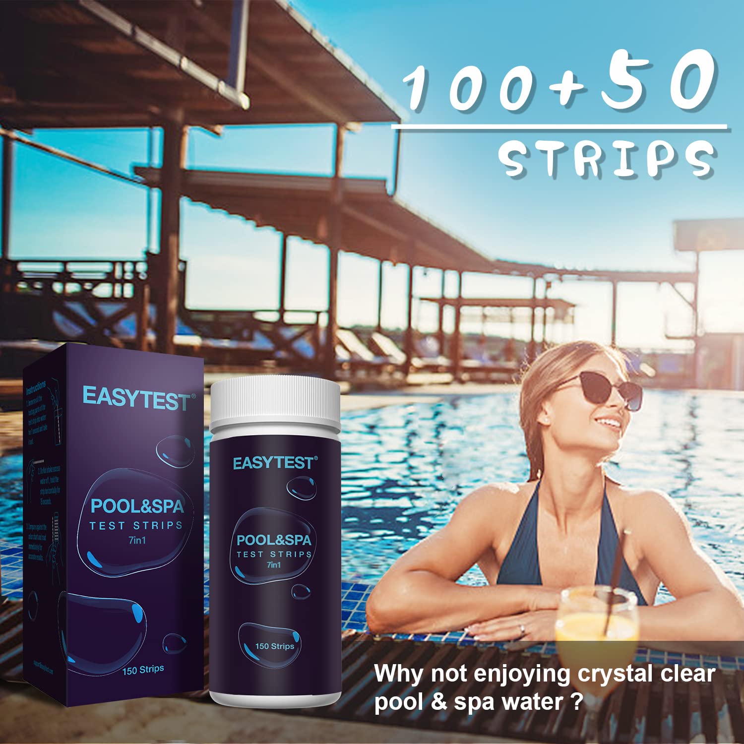 Detalle 2 de EasyTest 7-Way Pool Test Strips 150