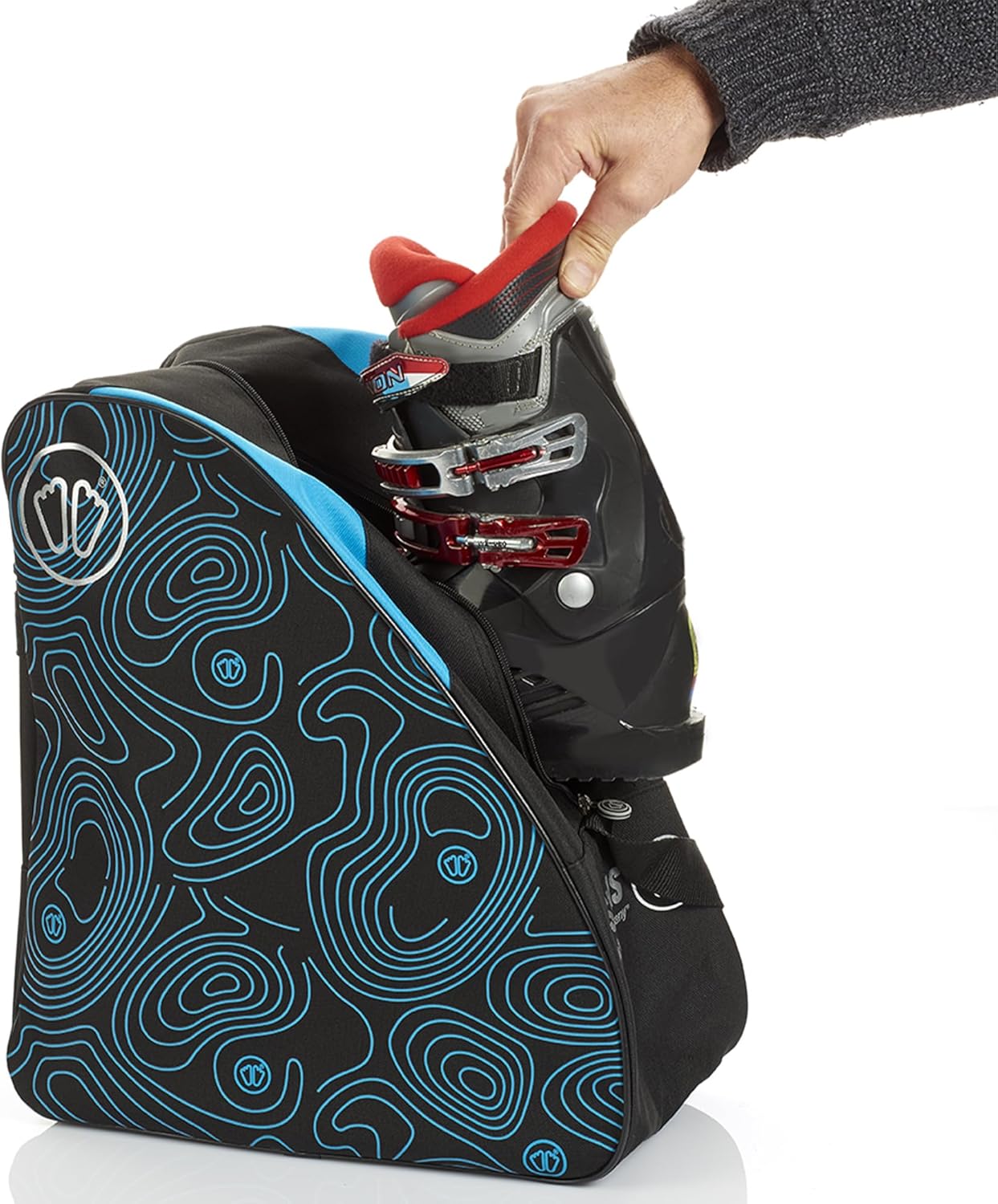 Detalle de Sac à chaussures de ski Sidas Boot Bag Black & Blue – Nylon résistant, taille medium