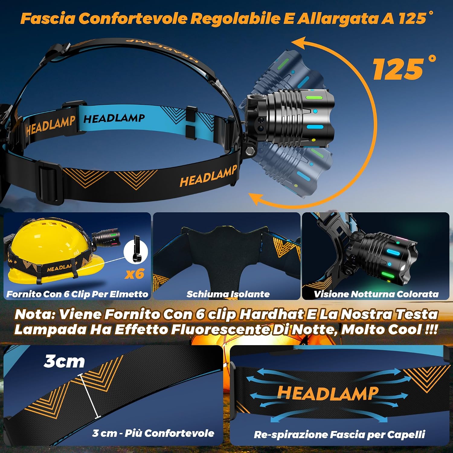 Thumbnail 5 de 210000 Lux Torcia Frontale 12 Modalità Rosso