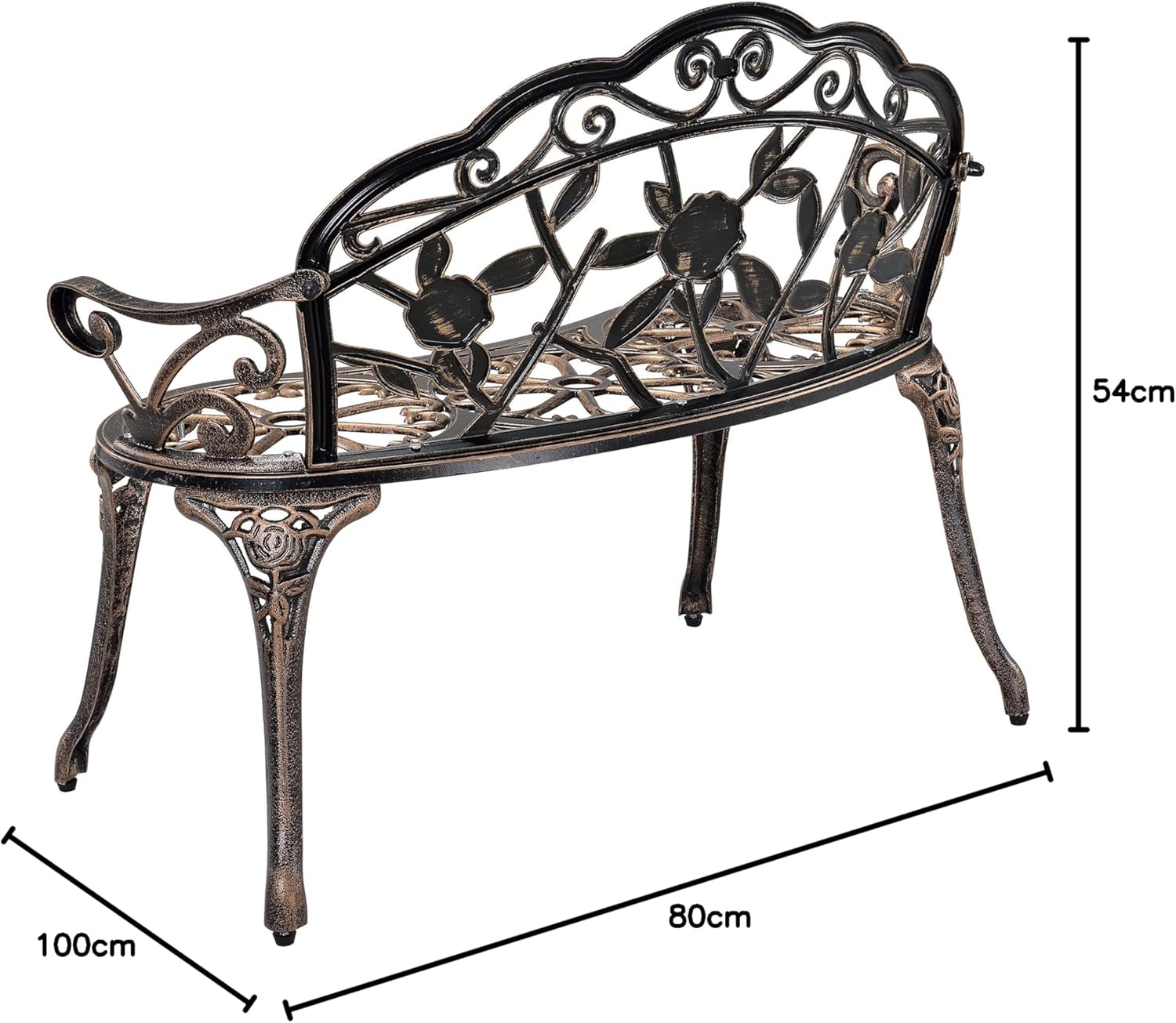 Thumbnail 2 de Panca da Giardino Vintage con Schienale e Braccioli – casa.pro, 99x54x78 cm in ghisa e alluminio