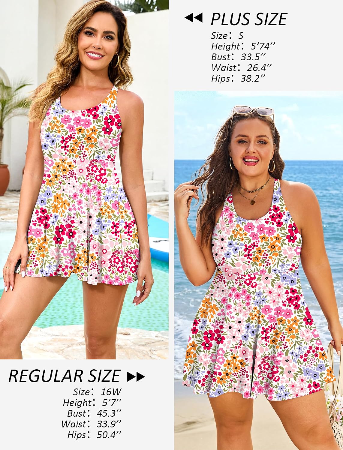 Detalle de HUSKARY One Piece Swimsuit Women Tummy Control Swim Dress – Flattering, Secure, All-Day Comfort