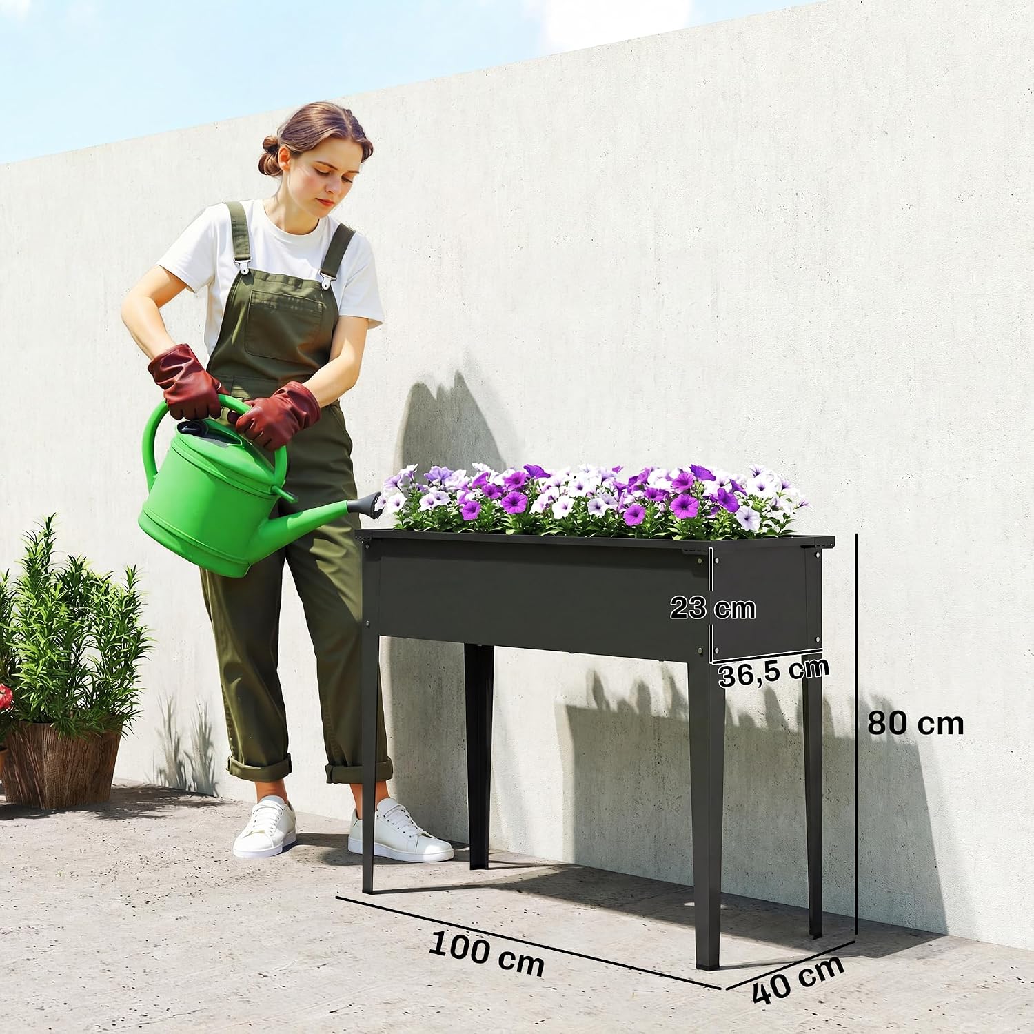 Thumbnail 6 de Potager sur pieds Outsunny 80 L en métal, 100 x 40 x 80 cm (noir)