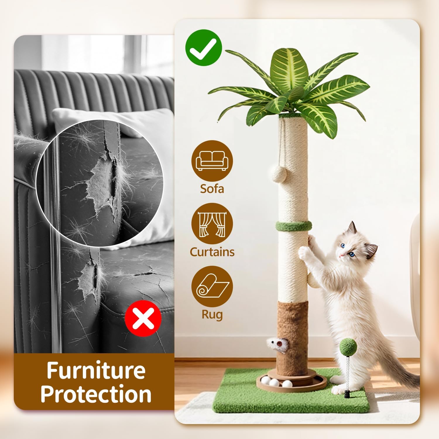 Thumbnail 3 de Meowker Cat Scratching Post, 35-Inch