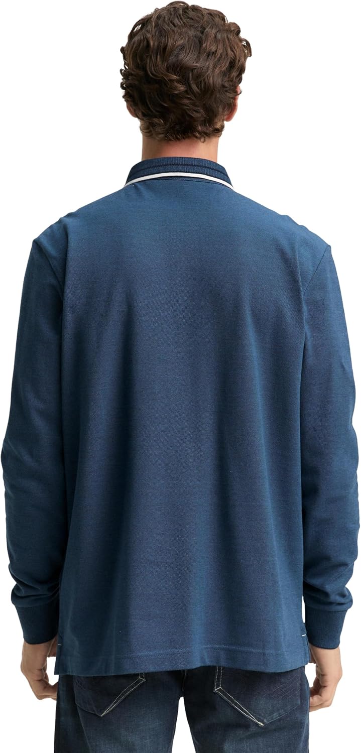 Detalle de TOM TAILOR Polo Homme à manches longues — coupe et confort optimaux