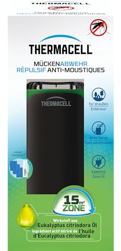 Detalle de Thermacell Mückenabwehr Protect – dezenter Standgerät-Mückenschutz für Garten, Terrasse und Camping