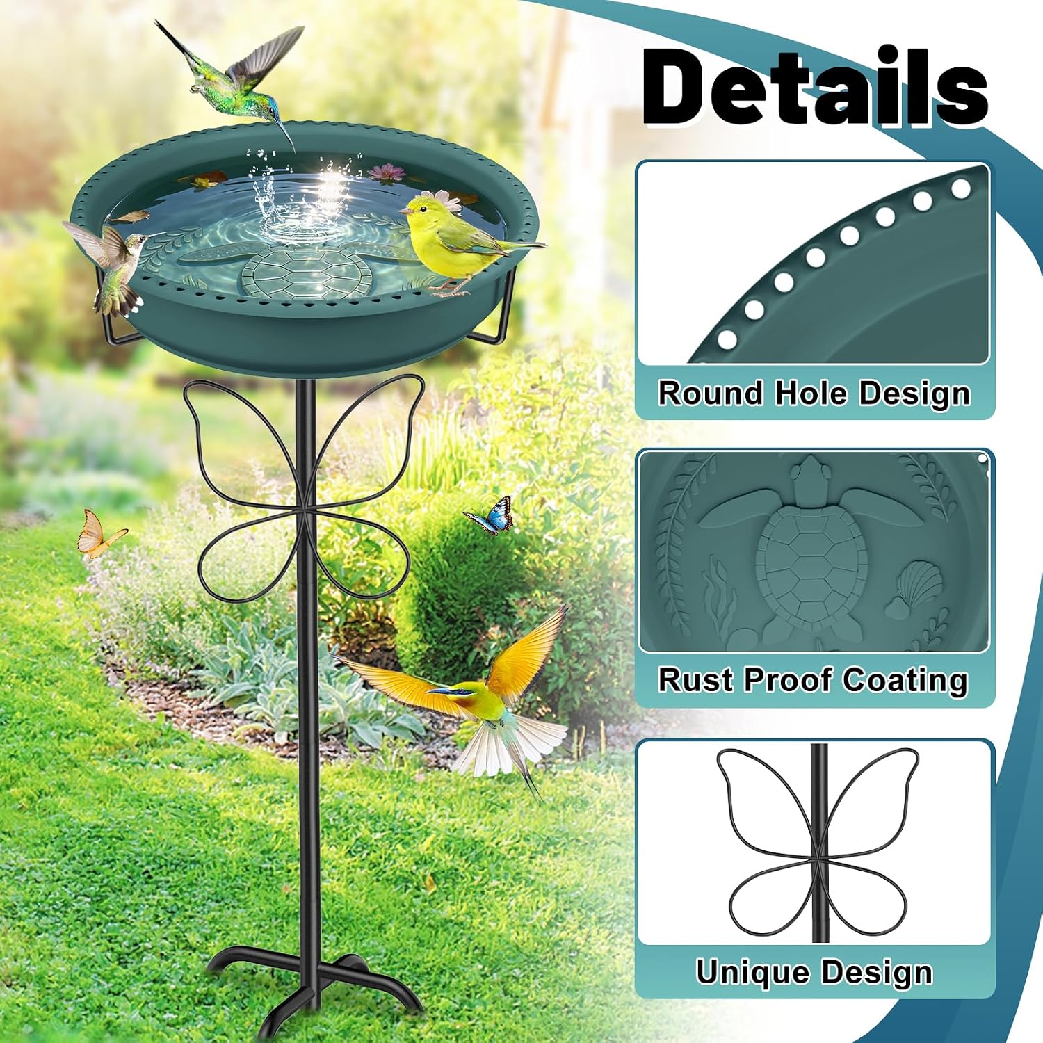 Detalle 2 de YOADEHOA Outdoor Bird Bath, 36.8-Inch