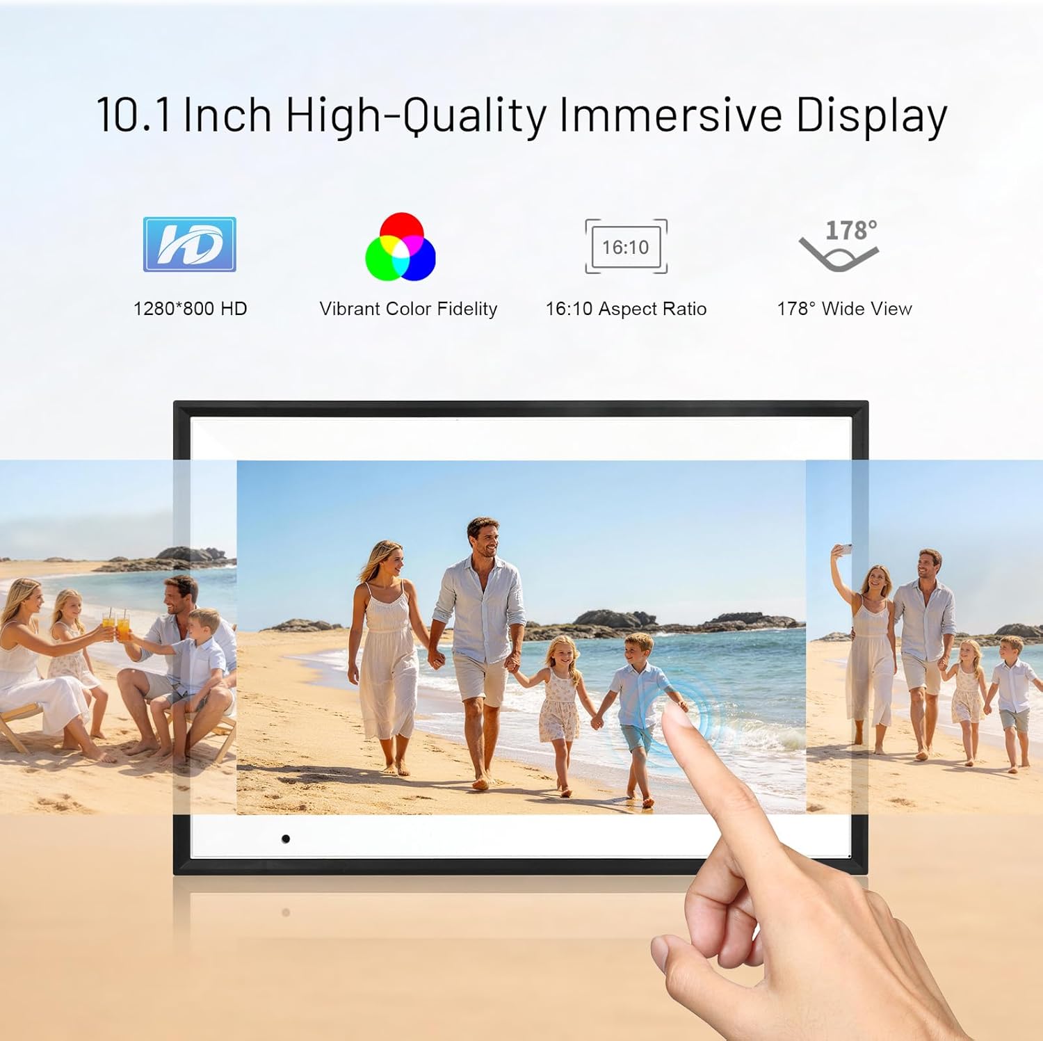 Thumbnail 3 de AEEZO Cadre photo numérique WiFi 10,1 pouces IPS (1280×800) 32 Go, mode sommeil, AiMOR